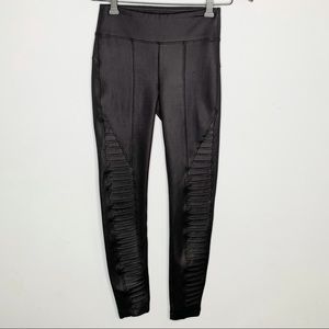 Koral Moto Lustrous Black Mid Rise Leggings Full Length XS